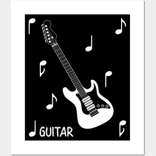 Musical Notes Electric Guitar Posters and Art